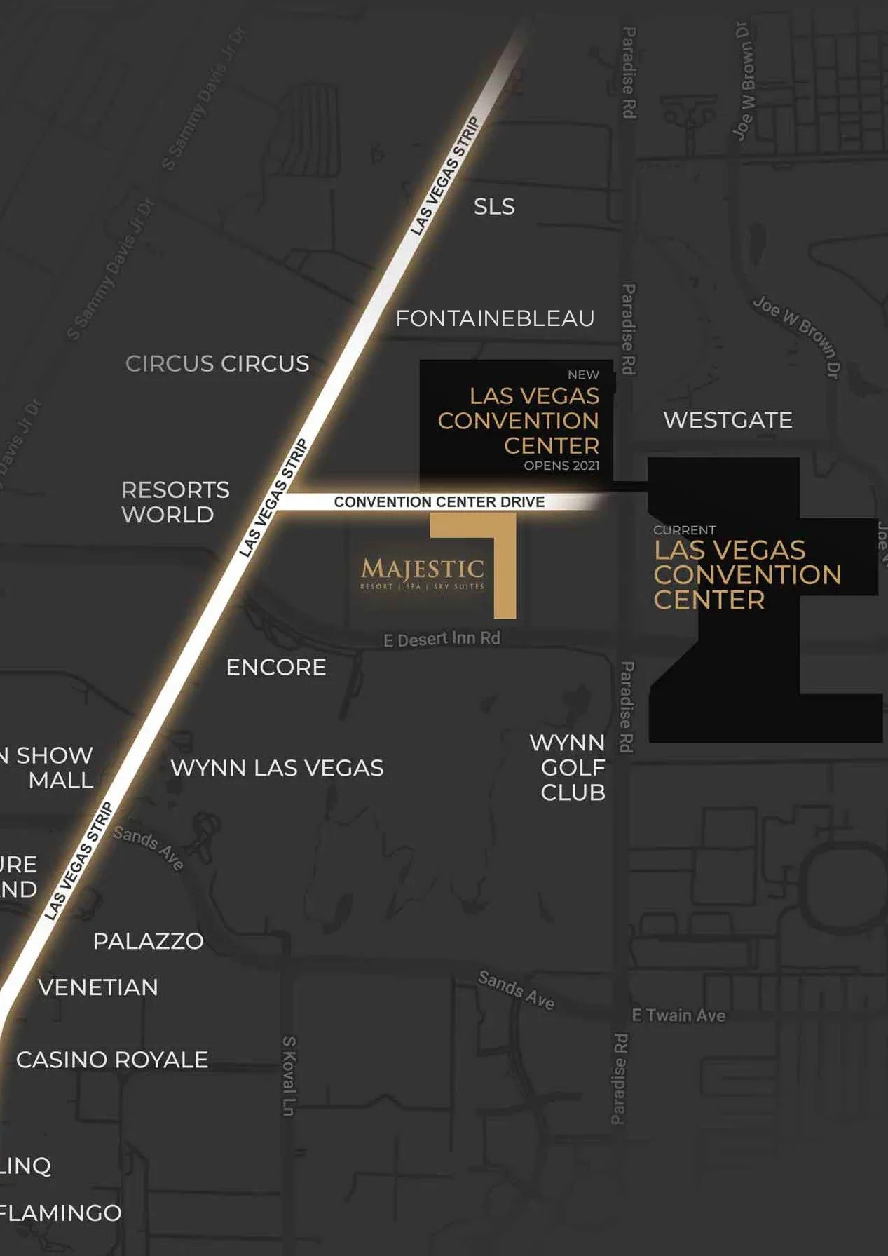 Map of the Majestic Las Vegas location